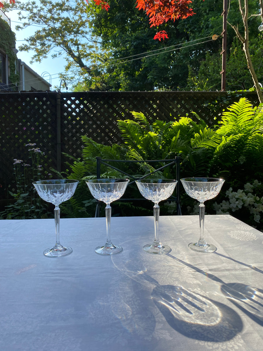 long stem crystal coupe glasses