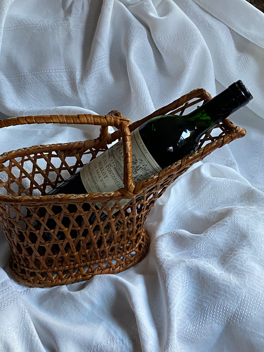 french rattan wine holder