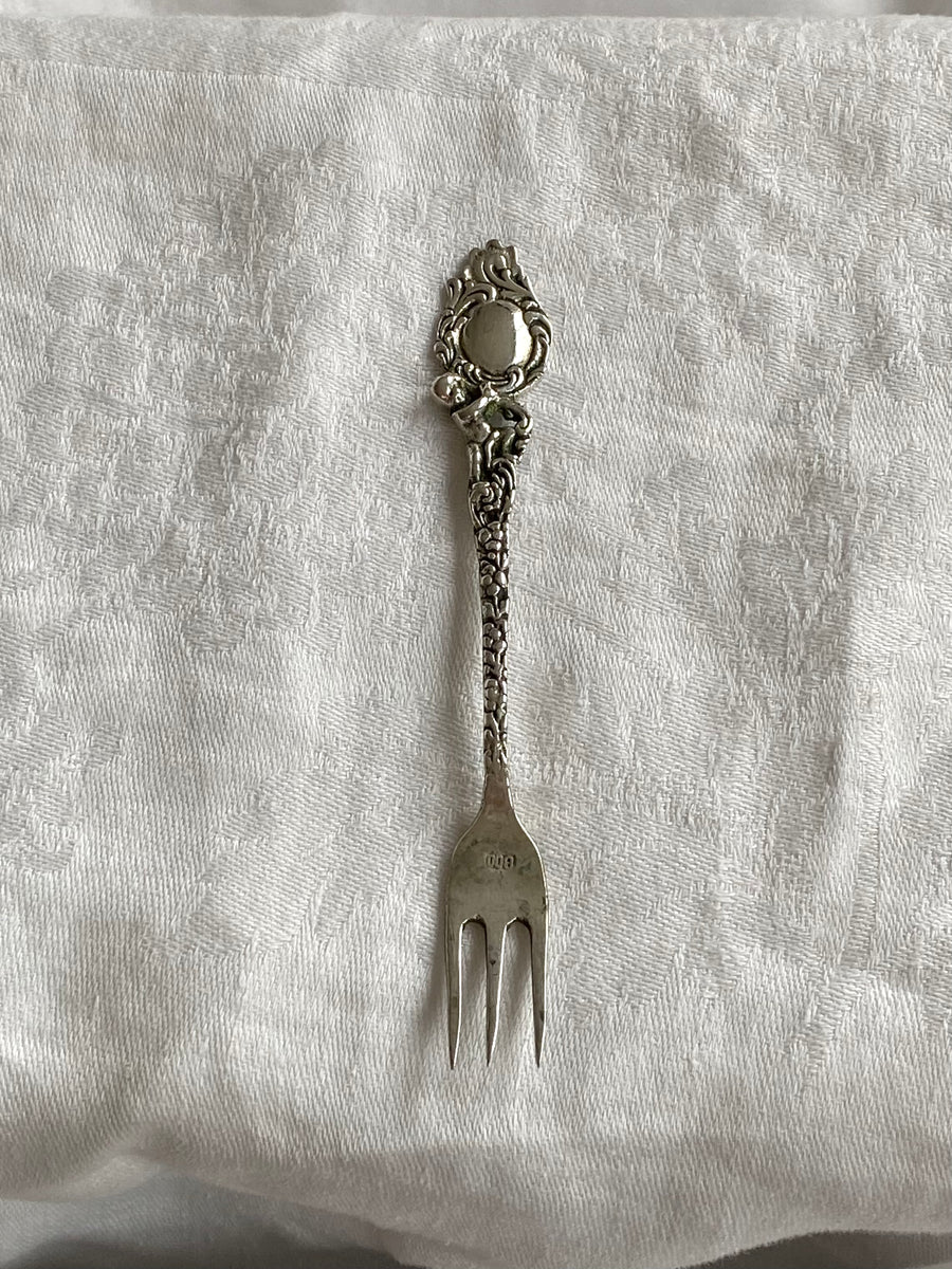 silver cherub cocktail fork