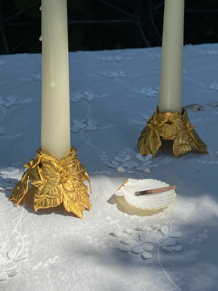 gold plated candle holders