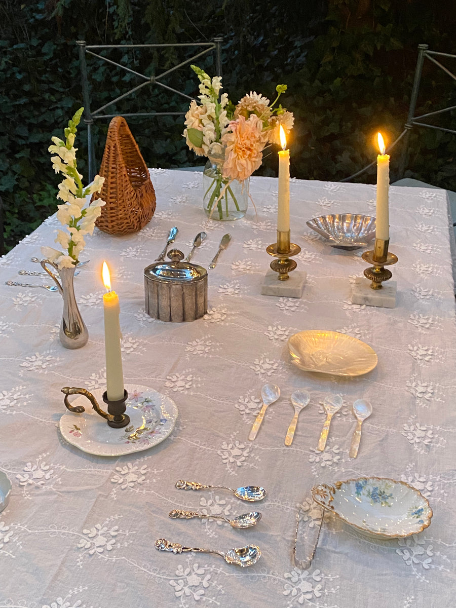 mother of pearl plate + spoon set