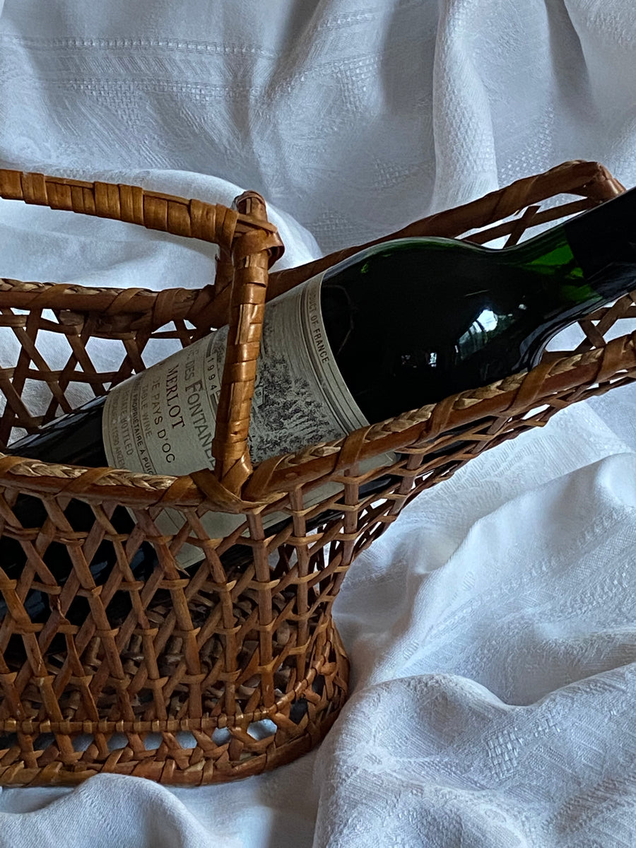 french rattan wine holder