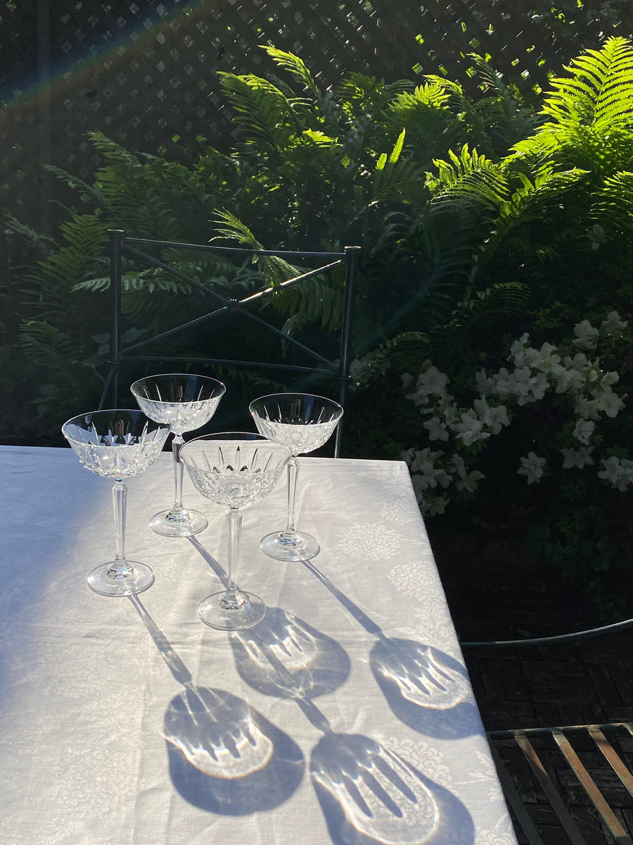 long stem crystal coupe glasses